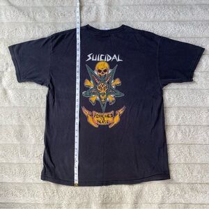 Faded black skater graphic y2k style skater shirt